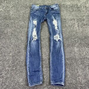 Machine Jeans Womens 7 Blue Skinny Distressed Stretch Denim Medium Wash City